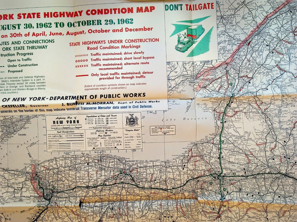 New York State Highway Condition Map August 30 1962 to October 29 1962 Roads