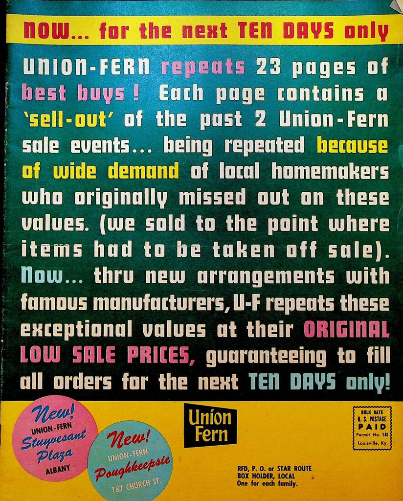 Union Fern Catalog Circular Upstate New York Furniture Appliances