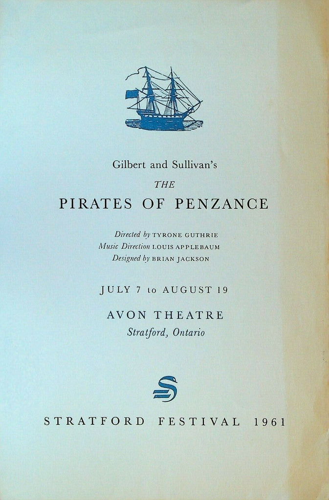 The Pirates of Penzance Gilbert & Sullivan Program Stratford Festival 1961