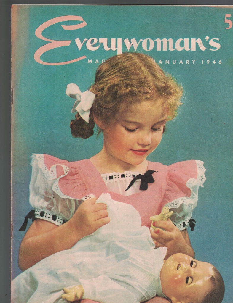 Everywoman's Magazine January 1946 Girl Washing Her Doll Cover