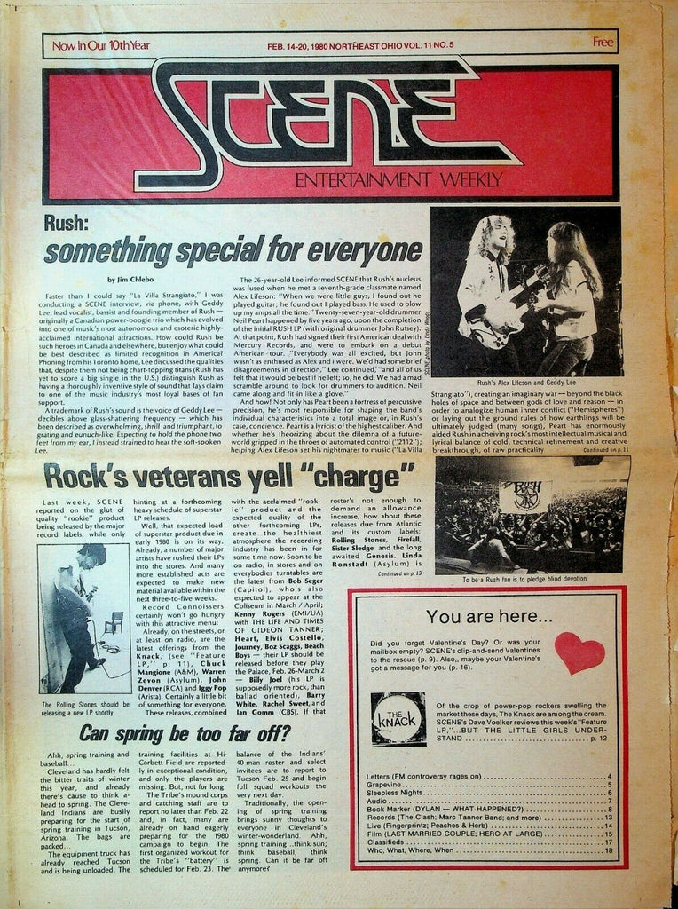 Cleveland Scene February 14 1980 Rush The Knack The Clash Bob Dylan