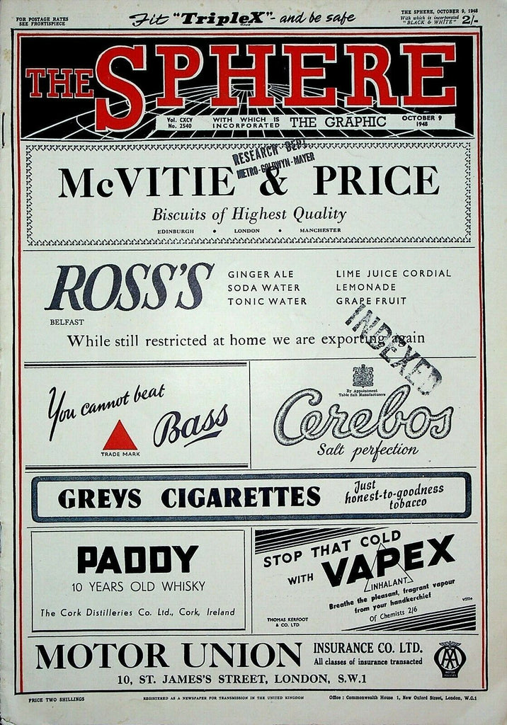 Sphere October 9 1948 Silverstone Grand Prix Tokyo Rose Schooner Albatross