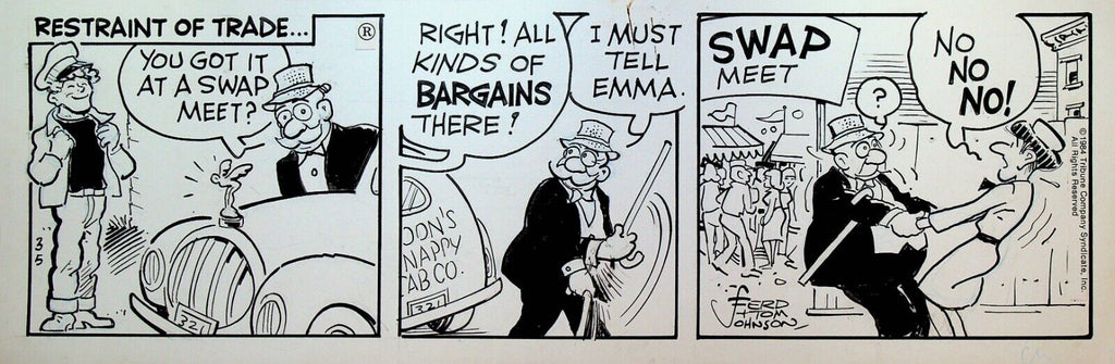 Moon Mullins Original Art Ferd & Tom Johnson March 5 1984 Swap Meet