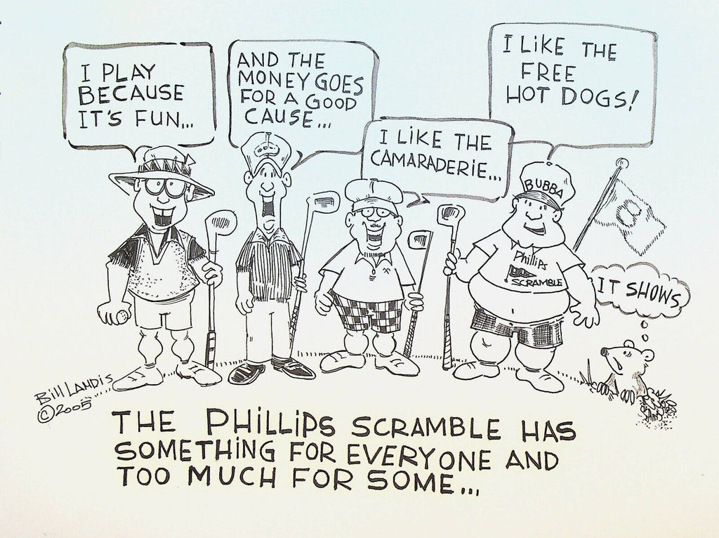 Bill Landis Original Cartoon Art The Villages Daily Sun 2005 Phillips Golf