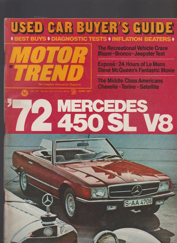 Motor Trend Magazine June 1971 Mercedes RVs Chevelle Torino Satellite