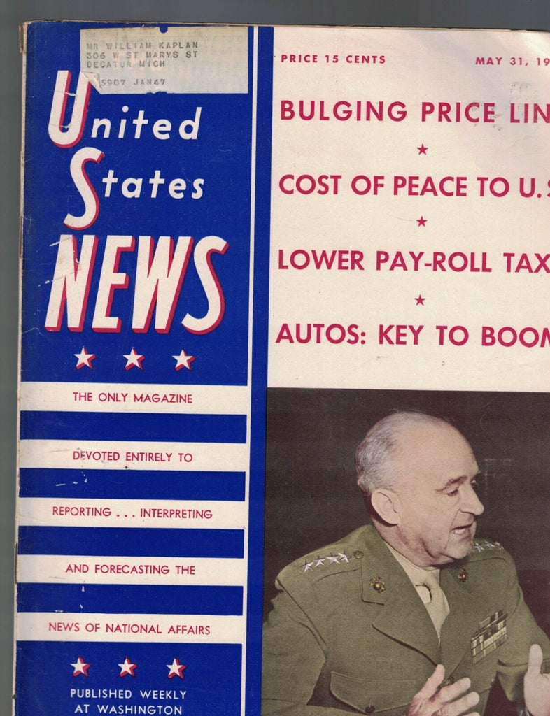 United States News May 31 1946 General Vandegrift Marines Railroad Strike