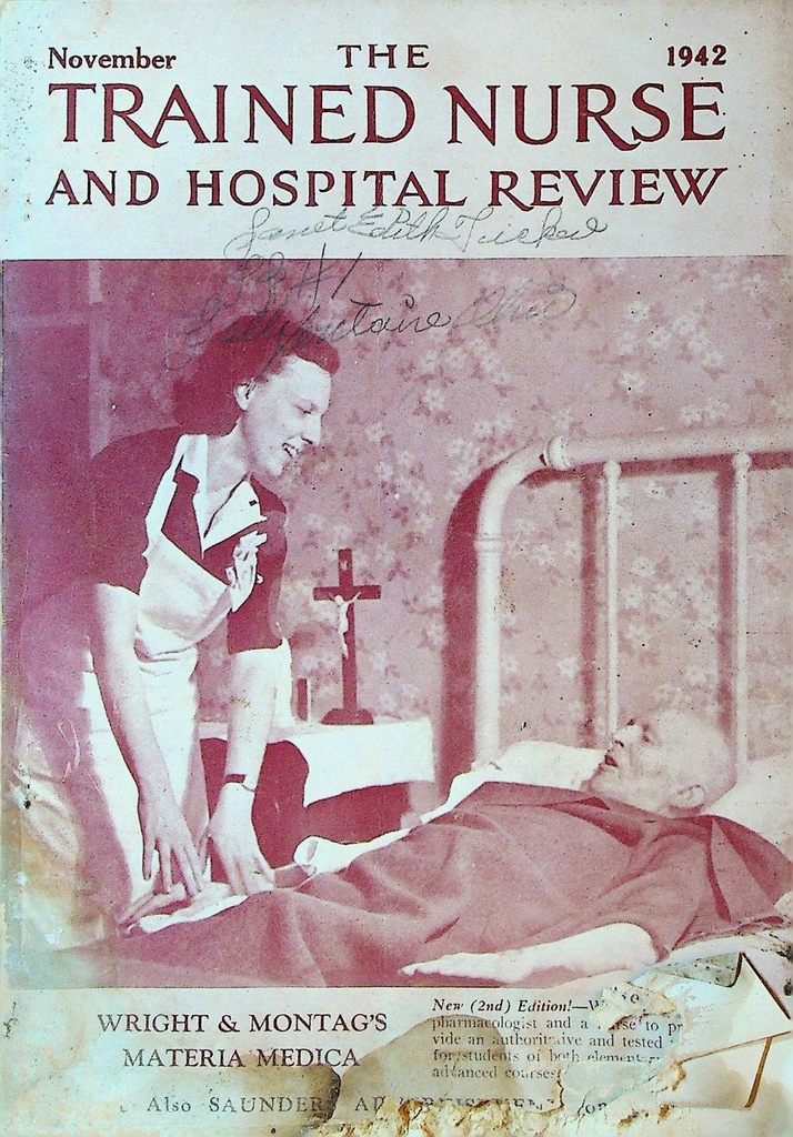 Trained Nurse & Hospital Review Magazine November 1942 WWII Botulism