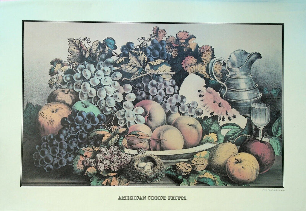 Currier & Ives Calendar Topper 1982 American Choice Fruits Grapes Apples