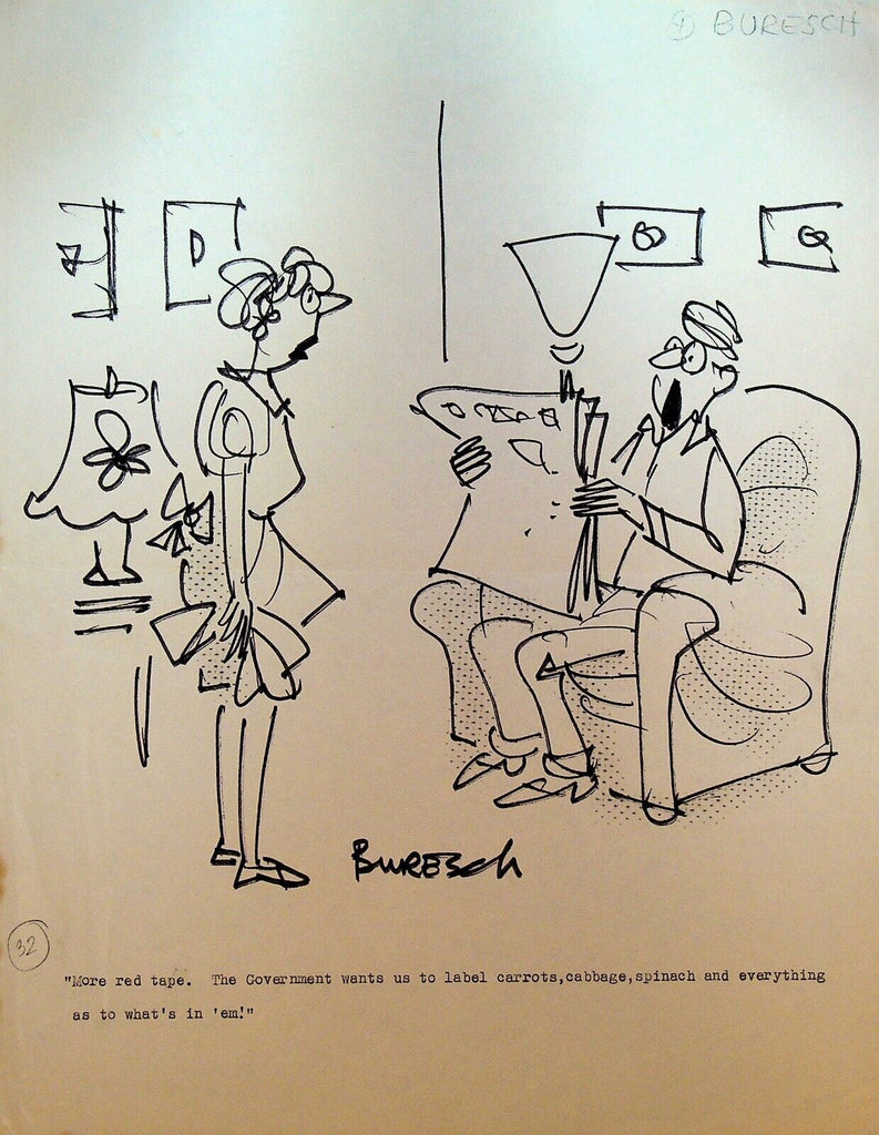 Government Red Tape Vegetables Original Art Humor Joe E Buresch