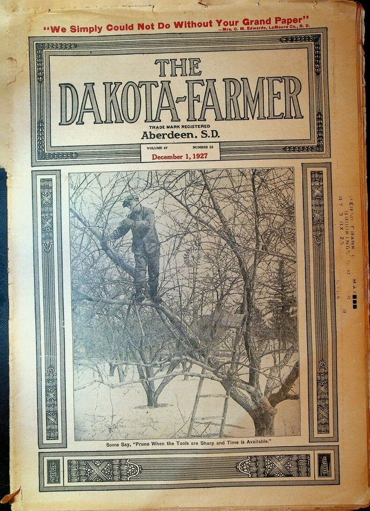 Dakota Farmer Magazine December 1 1927 Poultry Livestock Trapping