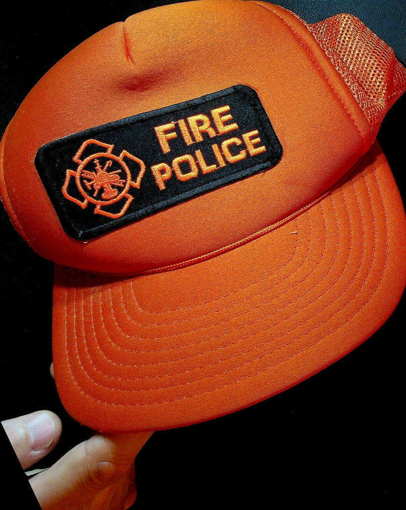 Fire Police Vintage Trucker's Hat Cap Orange Snapback Kenda