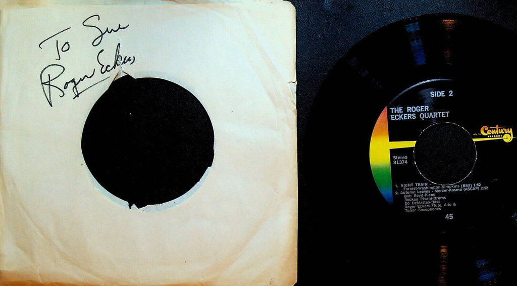 Roger Eckers Quartet 45 RPM Crazy John Sleeve Autographed Rochester NY