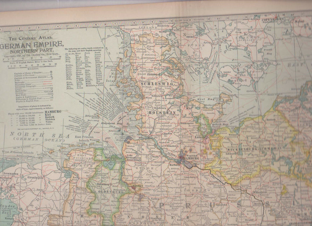 German Empire Northern Part 1897 Map Century Atlas #85