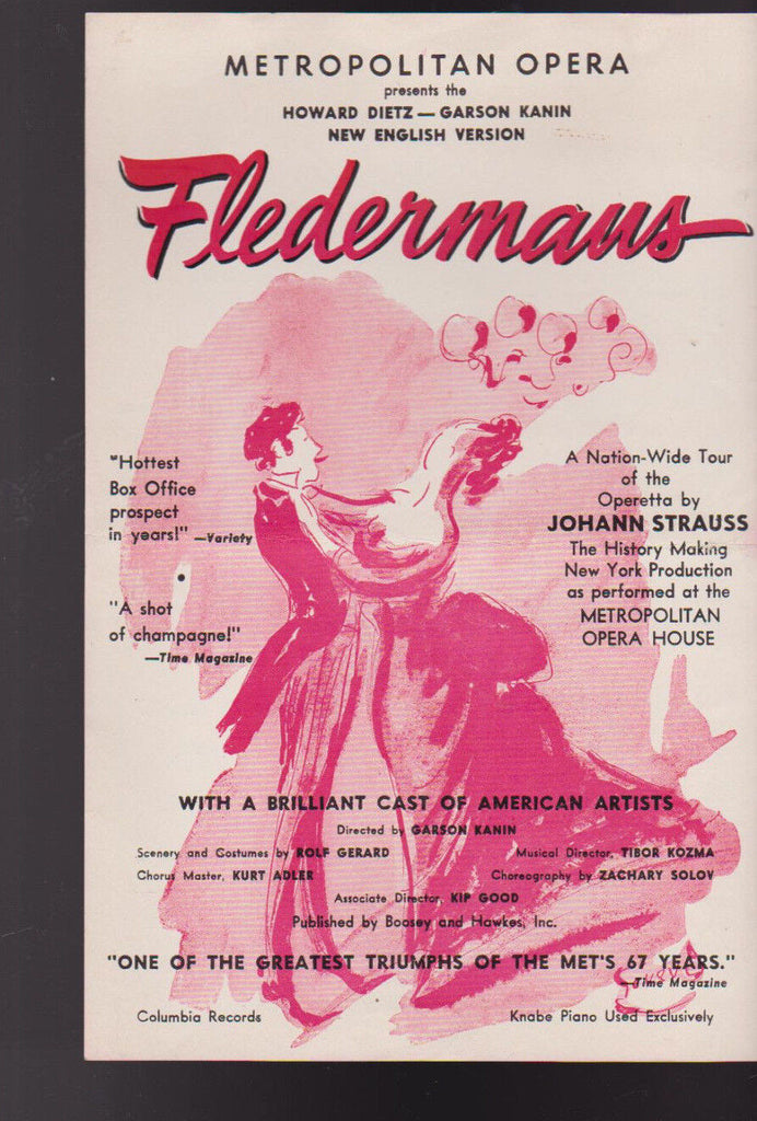 Fledermaus Metropolitan Opera Ad Bill Eastman Theatre Rochester NY