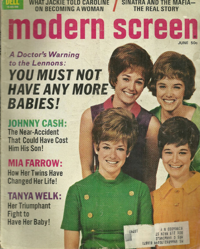 Modern Screen Magazine June 1970 Lennon Sisters Johnny Cash Mia Farrow