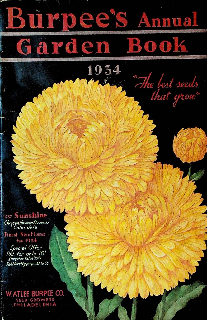 Burpee's Annual Garden Book 1934 W Atlee Burpee Philadelphia Flowers Vegetables