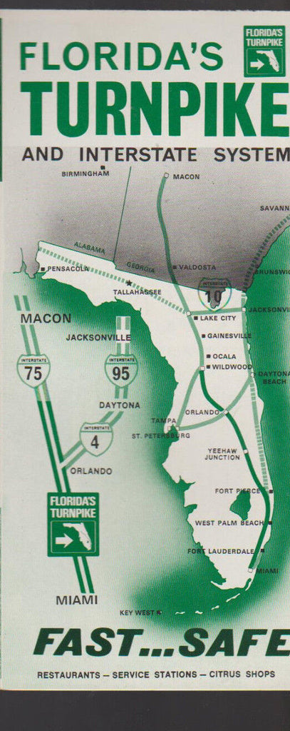 Florida's Turnpike & Interstate System Brochure 1970s