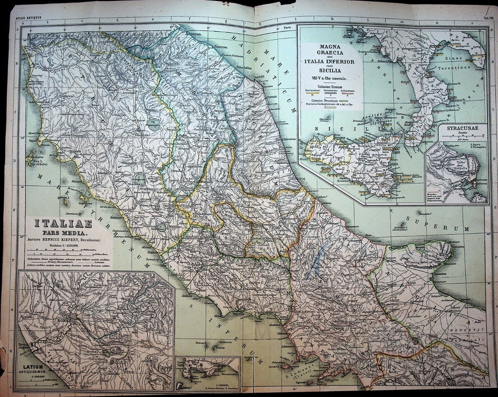 Italy Pars Media 1892 Dietrich Reimer Kiepert's Atlas Antiquus Inferior & Sicily