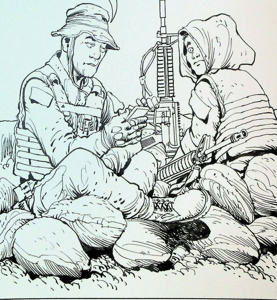 Leatherneck Magazine Original Comic Art Don Lomax 1990s Marines in Desert