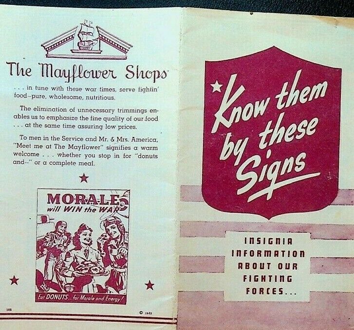 Know Them By Their Signs Military Insignia Brochure WWII Mayflower Shops