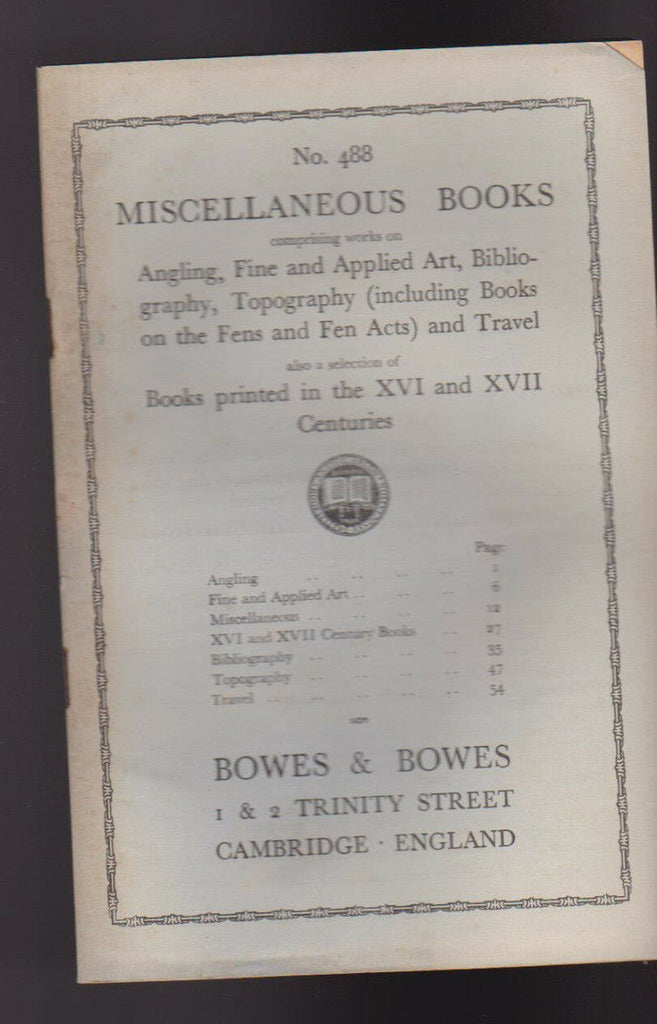 Bowes & Bowes Catalog #488 Miscellaneous Books