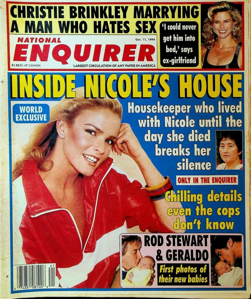 National Enquirer October 11 1994 Rod Stewart Geraldo Rivera Christie Brinkley