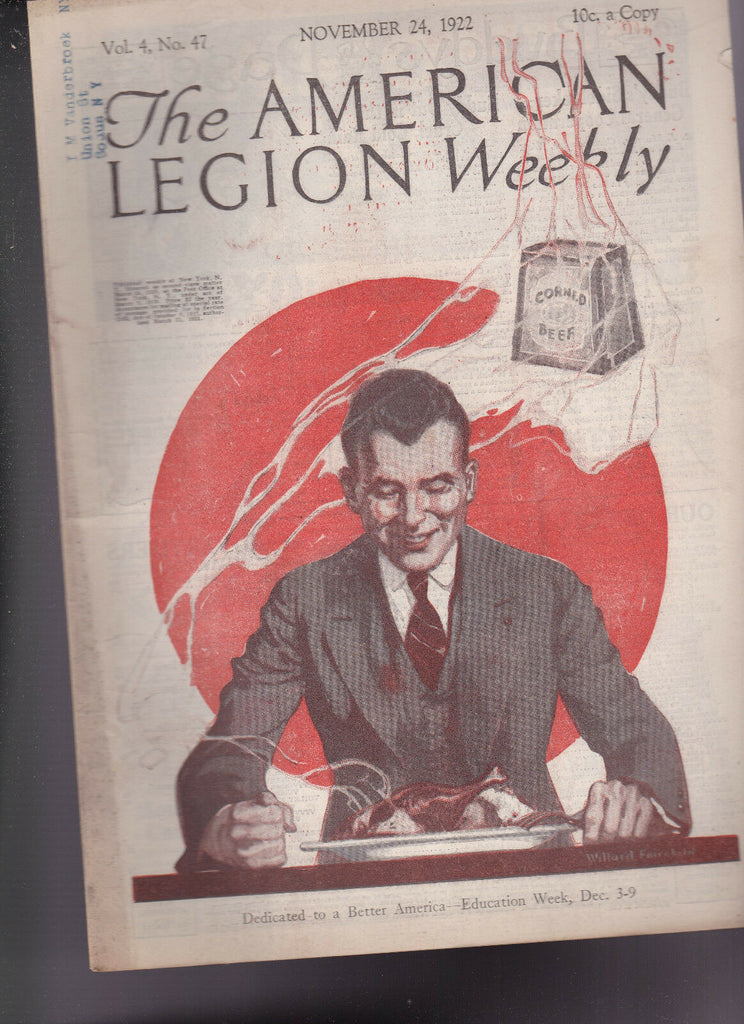 American Legion Magazine Thanksgiving Dinner Cover November 24 1922