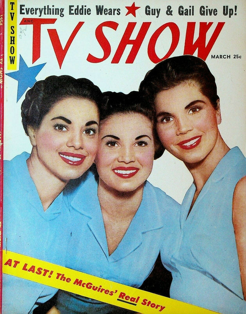 TV Show March 1954 McGuire Sisters Perry Como Gail Davis Jack Webb