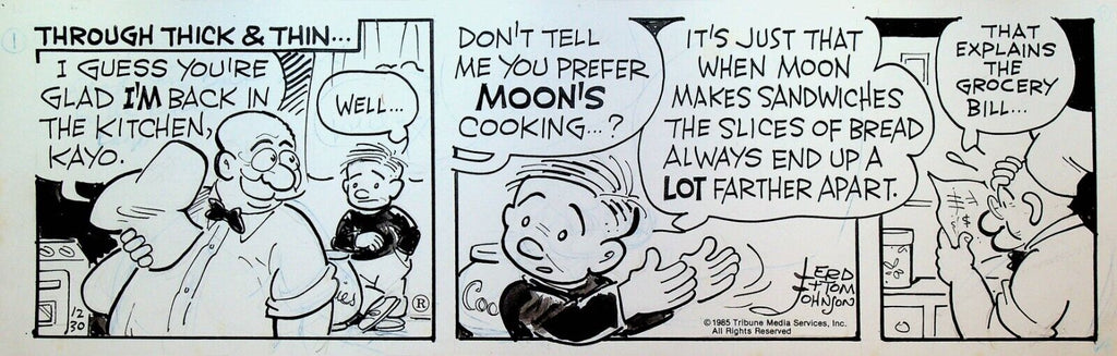 Moon Mullins Original Art Ferd & Tom Johnson December 30 1985 Sandwiches