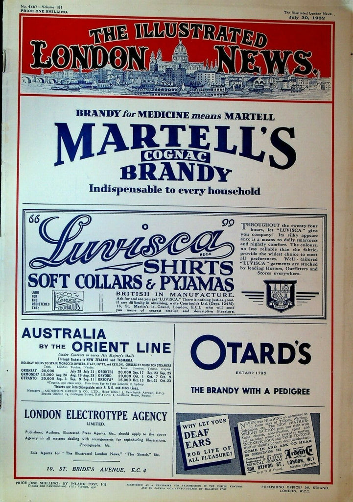 Illustrated London News July 30 1932 Benito Mussolini Laurel & Hardy Hamlet