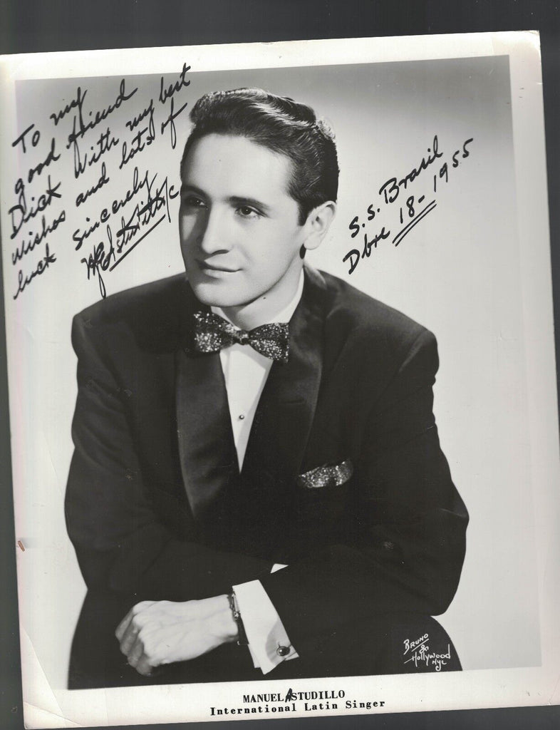 Manuel Studillo Latin Singer Siigned Photo- SS Brasil Cruise Ship 1955