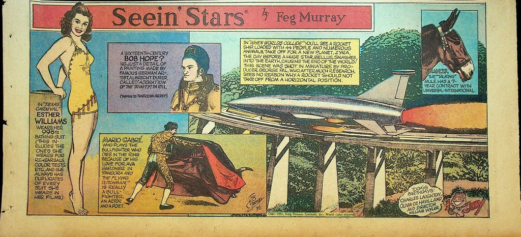 Seein Stars Comic Strip July 1 1951 Esther Williams Francis the Talking Mule