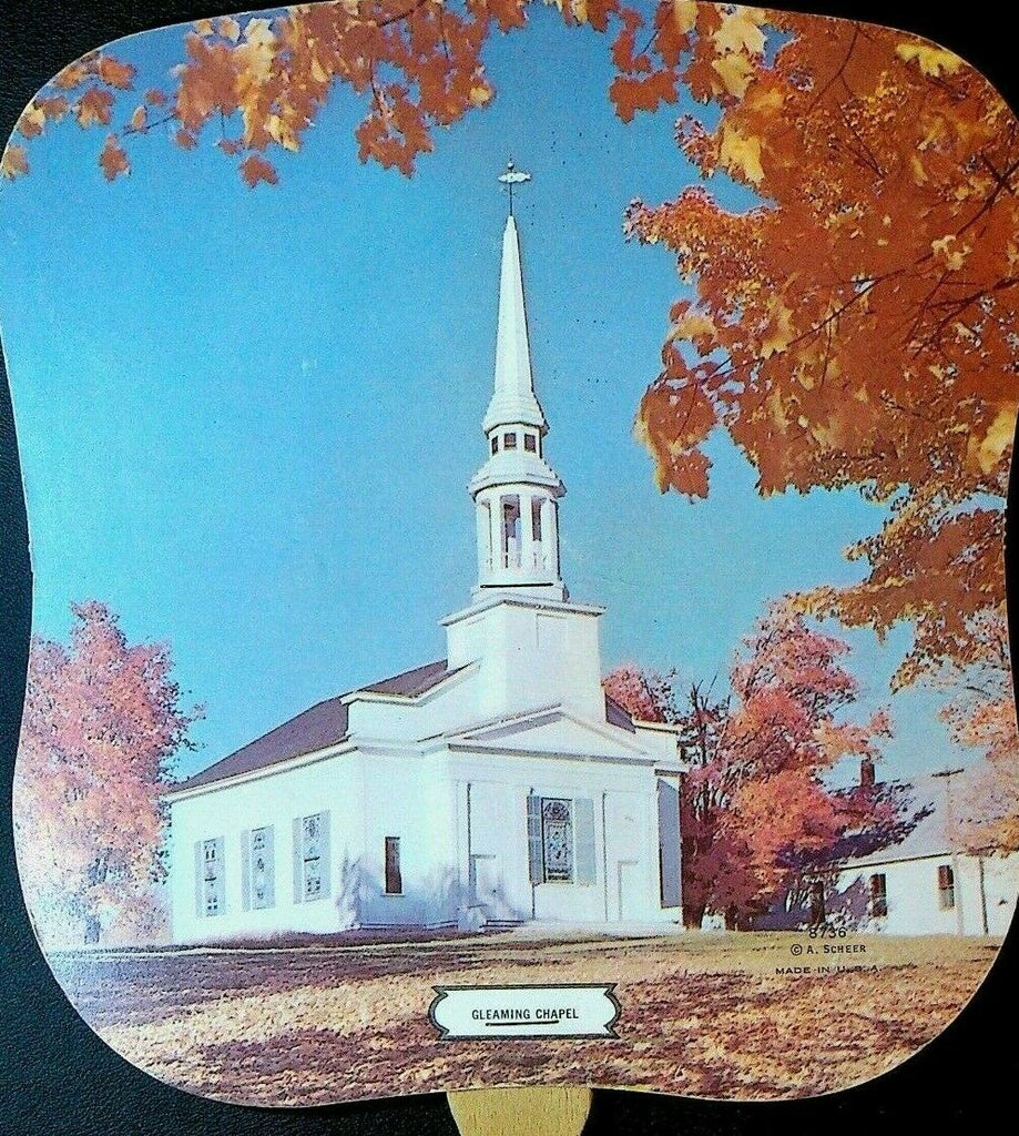 Advertising Fan Long Funeral Home Oley Pennsylvania Gleaming Chapel