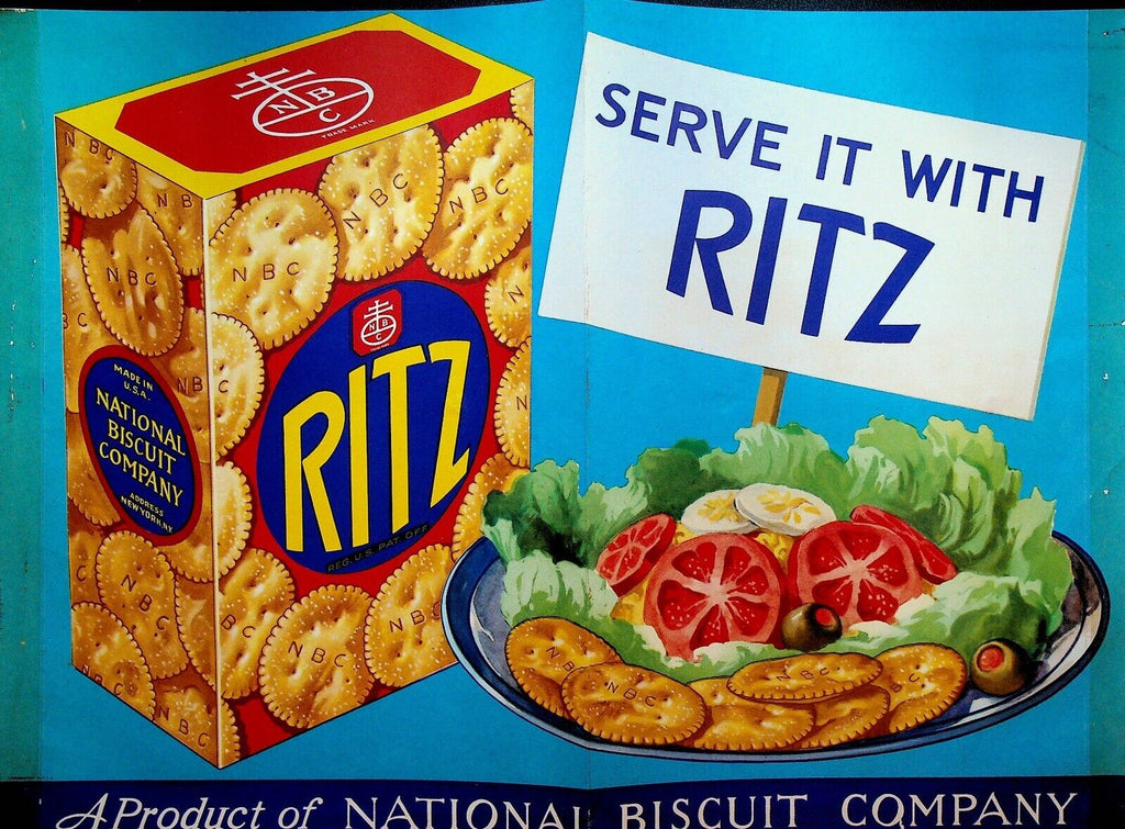 Ritz Crackers 1940s Serve It With Ritz Poster National Biscuit Company