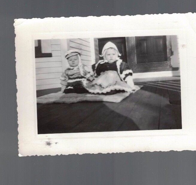 Halloween Snapshot- Little Dutch Boy & Girl 1945 Photo