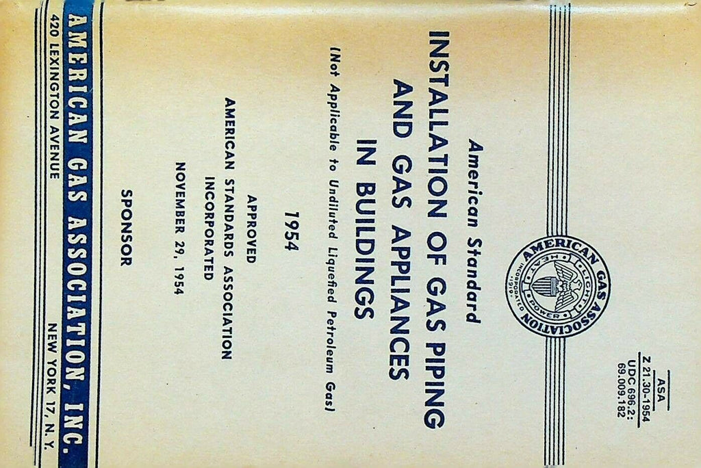 American Standard Installation of Gas Piping & Appliances in Buildings 1954