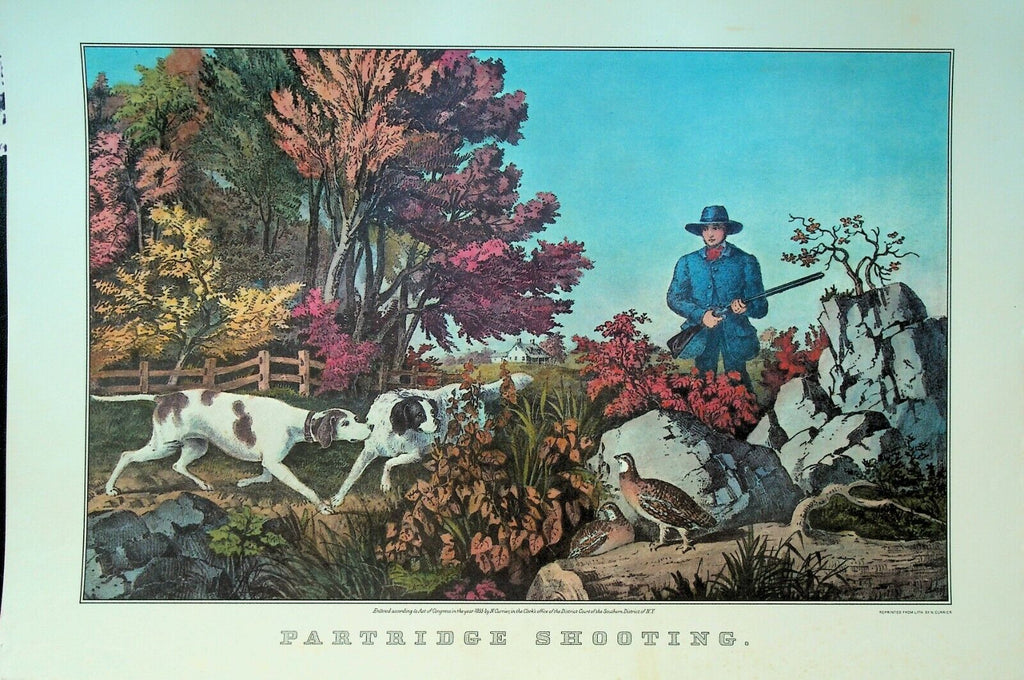 Currier & Ives Calendar Topper 1969 Partridge Shooting Hunting