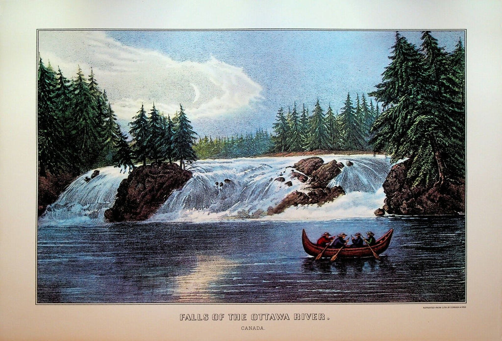 Currier & Ives Calendar Topper 1972 Falls of the Ottawa River Canada