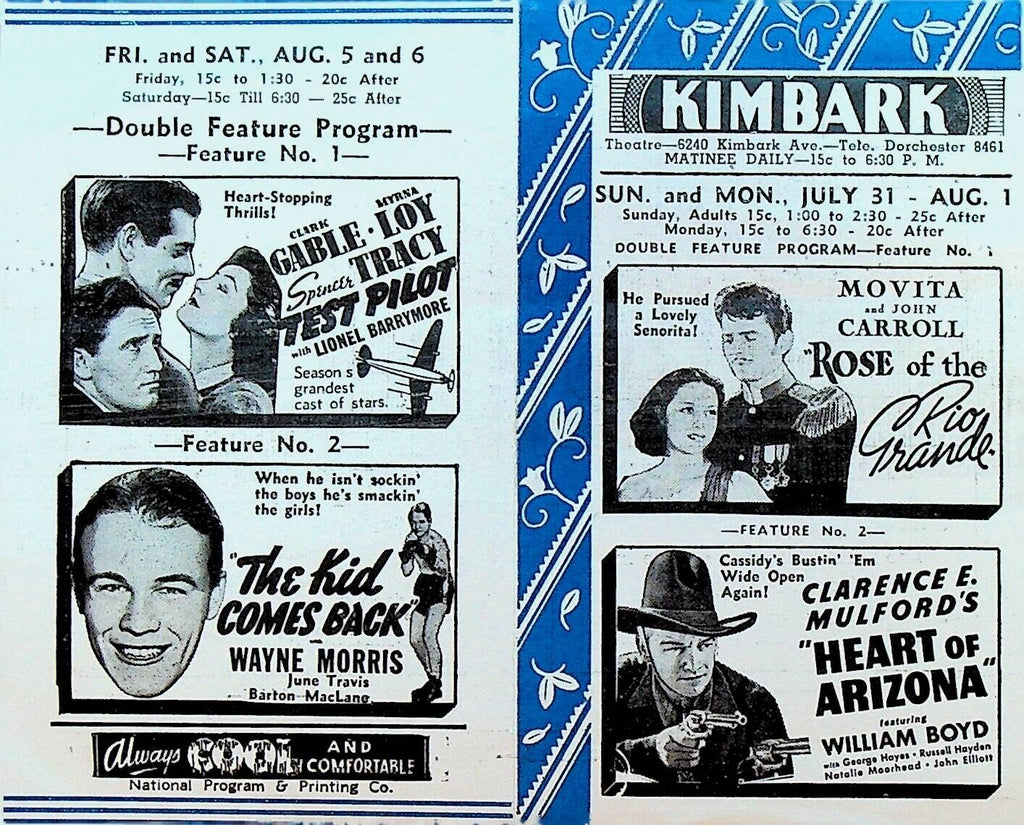 Clark Gable Myrna Loy Loretta Young Movie Ad Herald Kimbark Theatre Chicago 1938