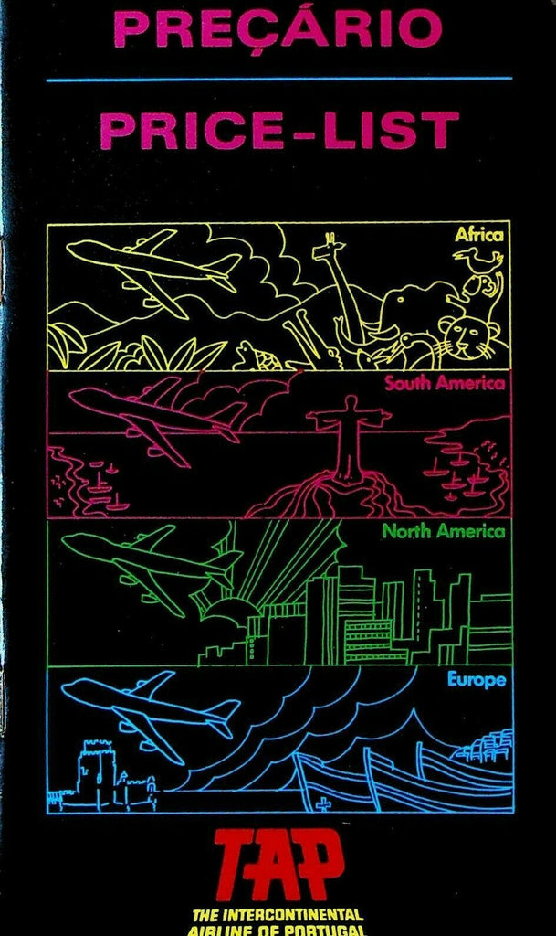 TAP Air Portugal Price List 1973 Cigarettes Alcohol Perfumes
