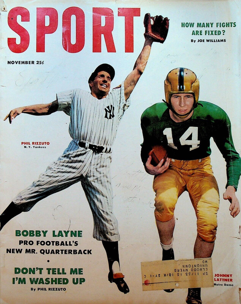 Sport Magazine November 1953 Phil Rizzuto Bobby Layne Knute Rockne