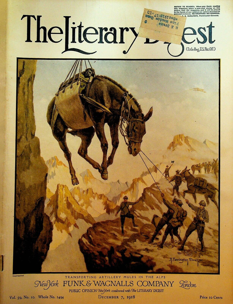 Literary Digest Magazine December 7 1918 Mormons Spanish Flu