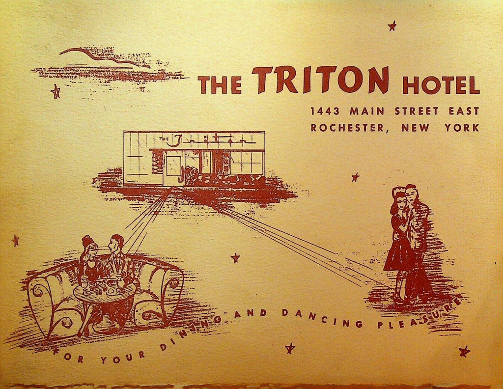 The Triton Hotel Rochester NY Souvenir Photo Folder 1940s Tan