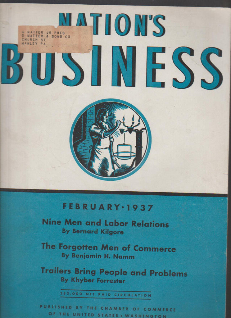 Nation's Business Magazine February 1937 Aliens & Tax Law Depression