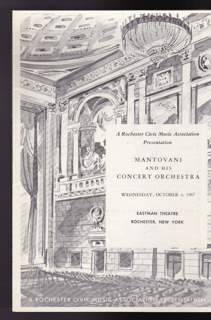 Mantovani & His Concert Orchestra Program Eastman Theatre October 4 1967