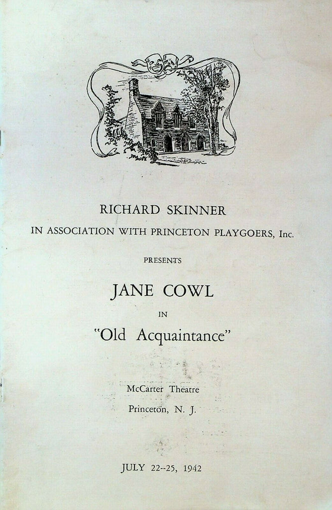 Old Acquaintance Program July 22 1942 Jane Cowl Princeton Playgoers