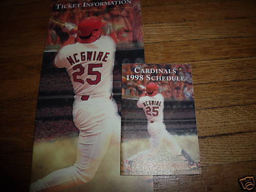 St Louis Cardinals Baseball 1998 Schedule & Ticket Information Mark McGwire