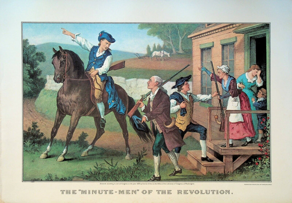Currier & Ives Calendar Topper 1969 Minute Men of the American Revolution