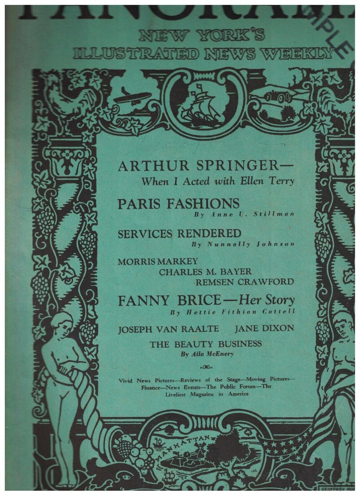 Panorama Magazine October 6 1928 Fanny Brice Graf Zeppelin Motorcycle Races