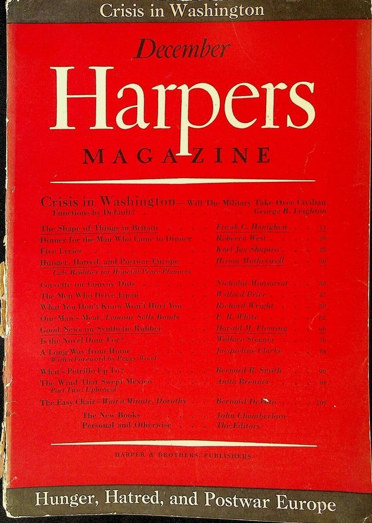 Harper's Magazine December 1942 WWII Richard Wright Wallace Stegner